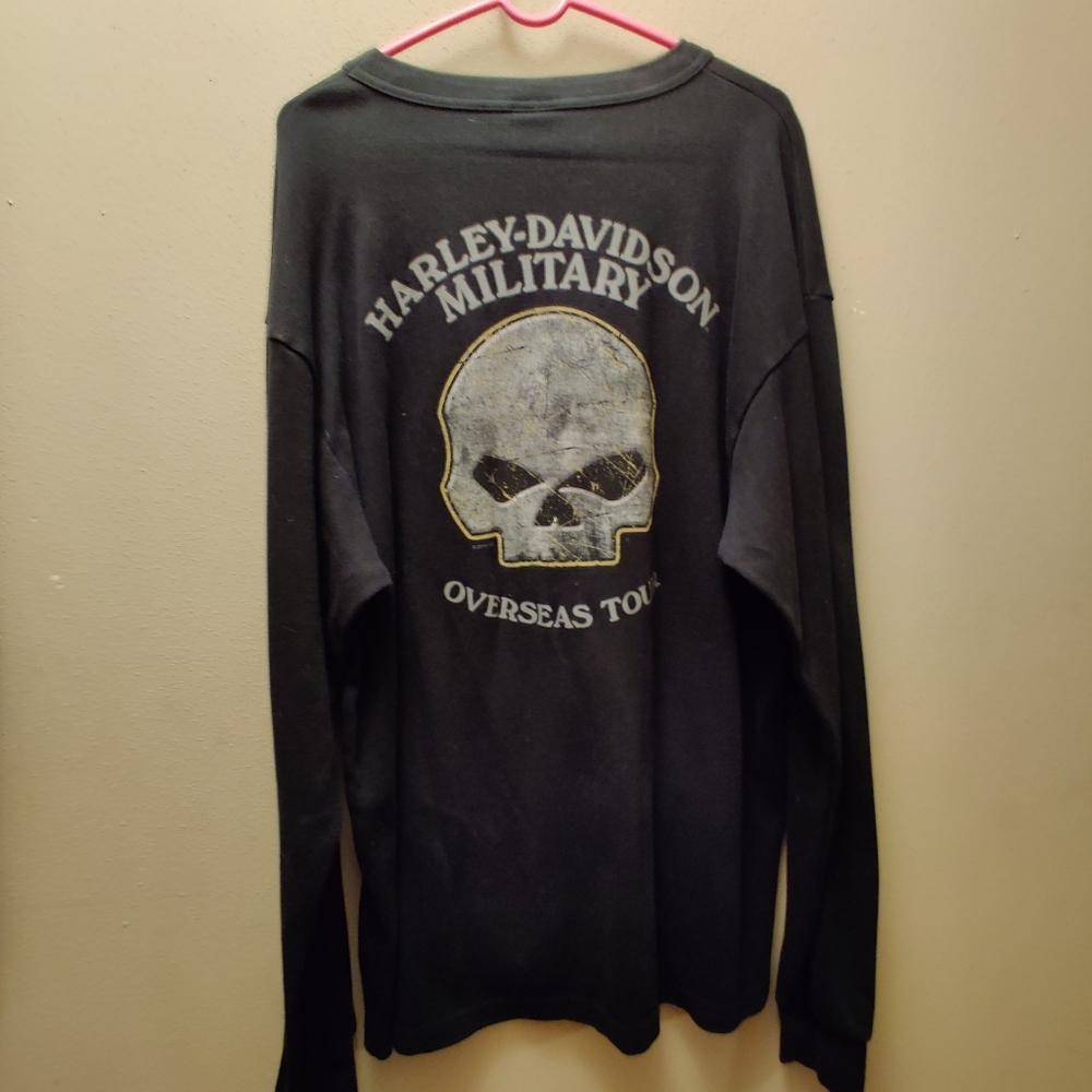 Harley-Davidson Military Black Long Sleeve mens  Shirt Size 2XLarge